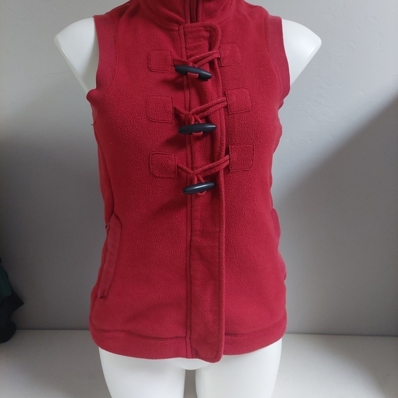 Horny Toad Jackets & Blazers - Horny‎ Toad Dark Red Vest Fleece Full Zip Pockets Three Loop Buttons Size S